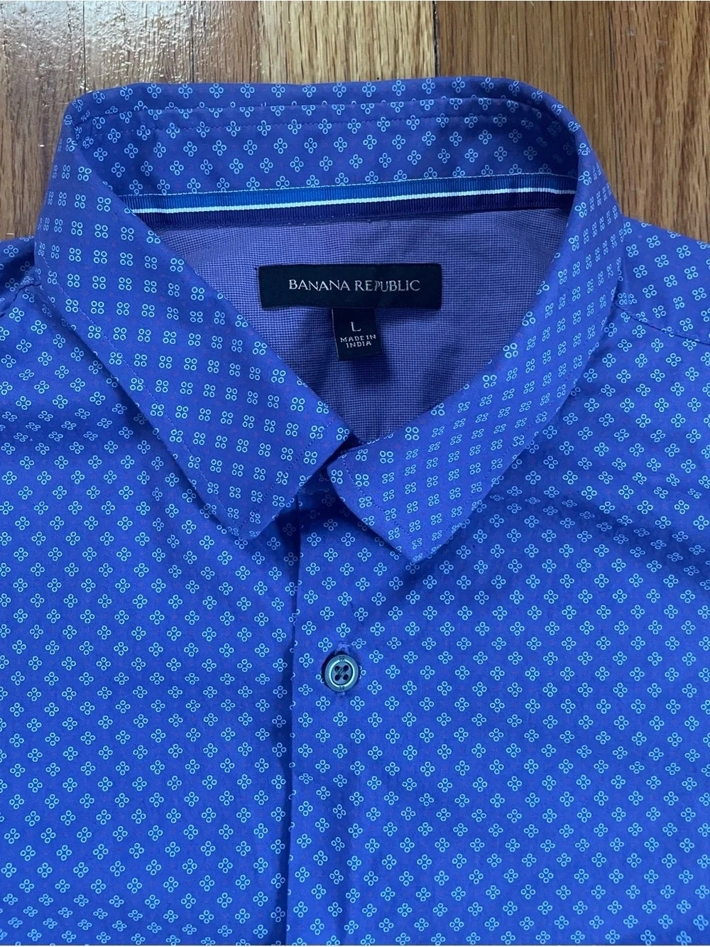 Banana Republic Purple Patterned Short Sleeve Button-Down Shirt Men’s L Casual